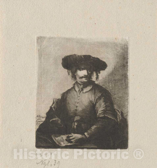 Art Print : Nothnagel, in The Manner of Rembrandt, Self-Portrait, 1771 - Vintage Wall Art