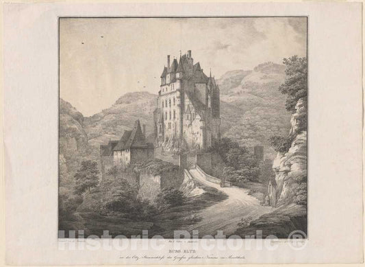 Art Print : Allesson, After Quaglio, Burg Eltz, c. 1822 - Vintage Wall Art