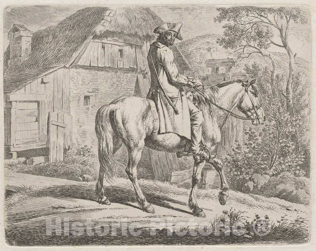 Art Print : Johann Adam Klein, Cattle Dealer on Horseback, 1811 - Vintage Wall Art