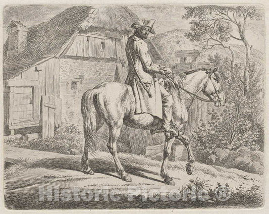 Art Print : Johann Adam Klein, Cattle Dealer on Horseback, 1811 - Vintage Wall Art