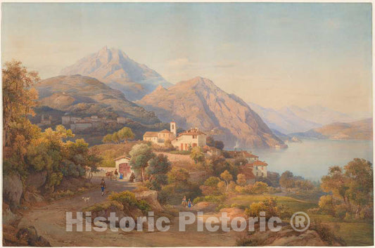 Art Print : Salomon Corrodi, A Summer Evening at The Lago Maggiore, 1845 - Vintage Wall Art
