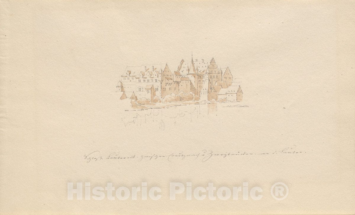 Art Print : Karl Julius von Leypold, Schloss Lauter zwischen Creutznach u. ZweibrÃ¼cken an d. Lauter - Vintage Wall Art