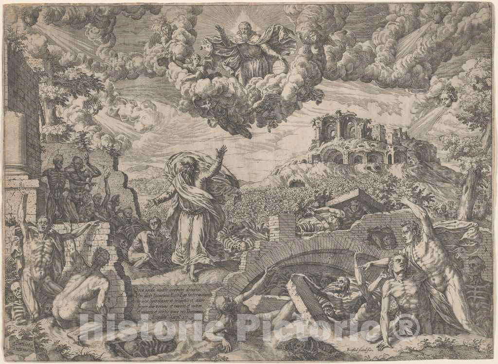 Art Print : Giovanni Battista Fontana, The Vision of Ezekiel, 1579 - Vintage Wall Art