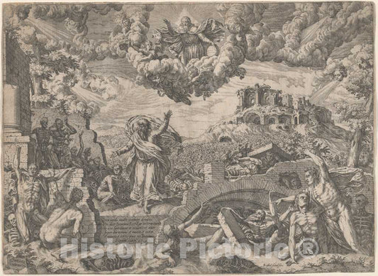 Art Print : Giovanni Battista Fontana, The Vision of Ezekiel, 1579 - Vintage Wall Art