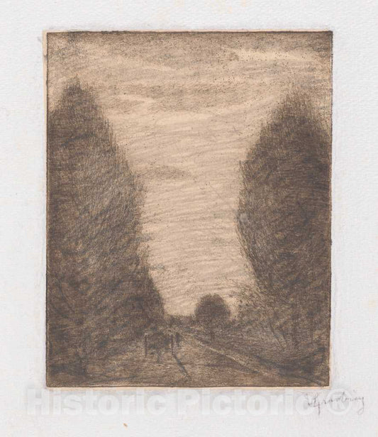 Art Print : Vittore Grubicy, Wooded Landscape with a Cart, c.1894 - Vintage Wall Art