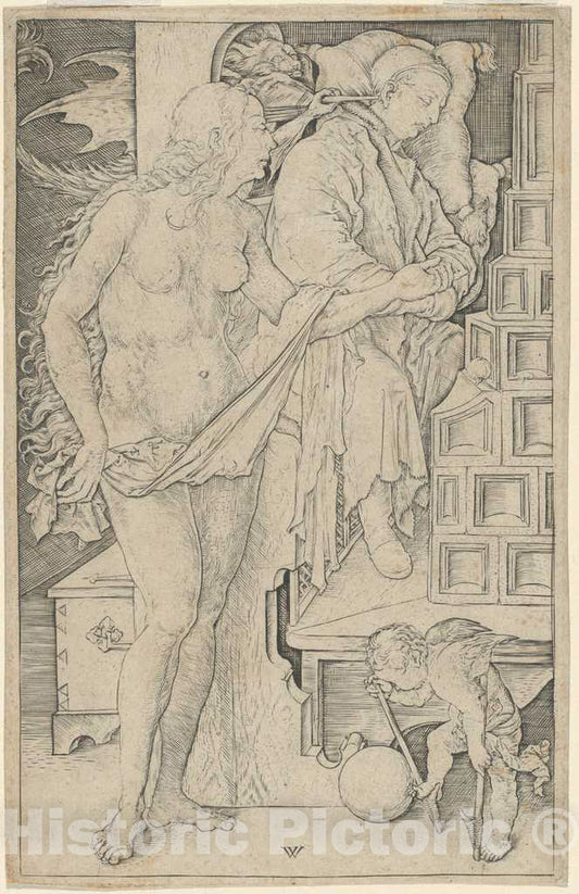 Art Print : Olmutz, After Albrecht DÃ¼rer, The Dream of The Doctor, c.1489 - Vintage Wall Art