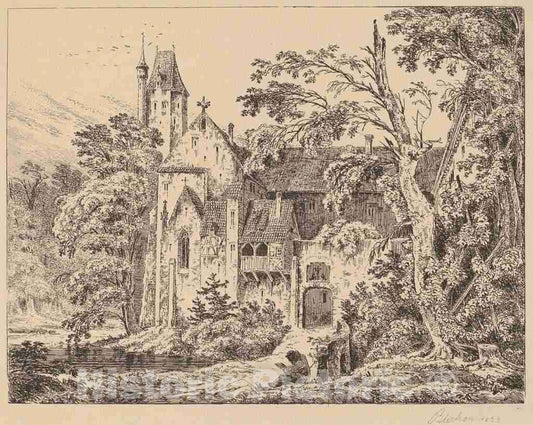 Art Print : Carl Blechen, The Monastery in The Forest, 1823 - Vintage Wall Art