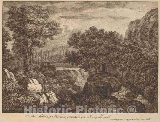 Art Print : Franz Joseph Leopold, Resting Travelers in a Mountainous Landscape, 1806 - Vintage Wall Art