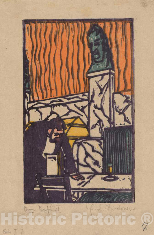 Art Print : Ernst Ludwig Kirchner, Head Waiter in CafÃ©, 1904 - Vintage Wall Art