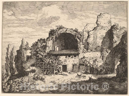 Art Print : Dietrich, After Van Laer, The Muleteers' Inn, 1712-1774 - Vintage Wall Art