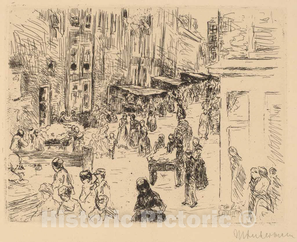 Art Print : Max Liebermann, The Jewish Quarter in Amsterdam, 1906 - Vintage Wall Art