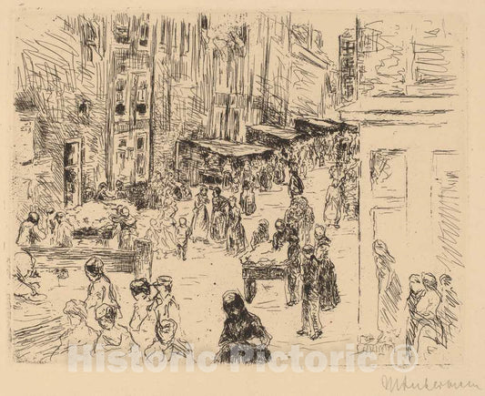 Art Print : Max Liebermann, The Jewish Quarter in Amsterdam, 1906 - Vintage Wall Art