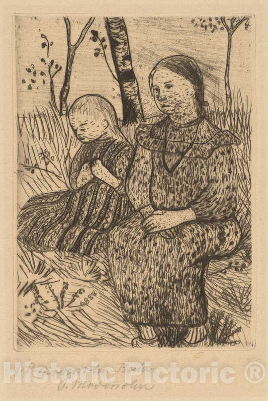 Art Print : Paula Modersohn-Becker, Two Peasant Girls, c. 1900 - Vintage Wall Art