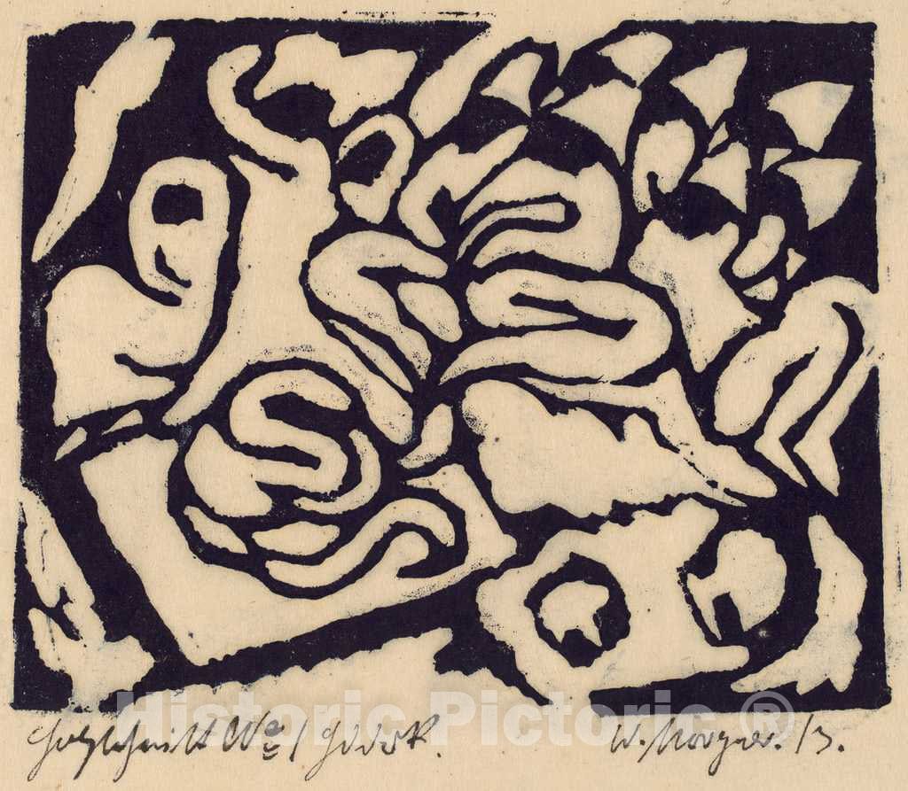 Art Print : Wilhelm Morgner, Flagellation, 1913 - Vintage Wall Art