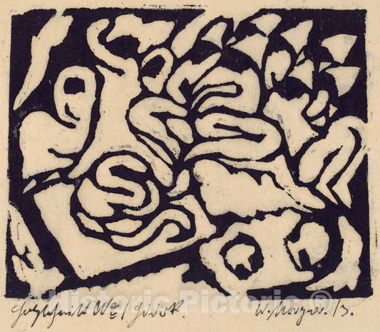 Art Print : Wilhelm Morgner, Flagellation, 1913 - Vintage Wall Art