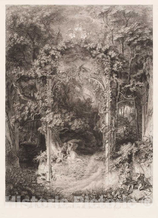 Art Print : Eugen Napoleon Neureuther, Das WaldfrÃ¤ulein (The Lady of The Forest), 1845 - Vintage Wall Art