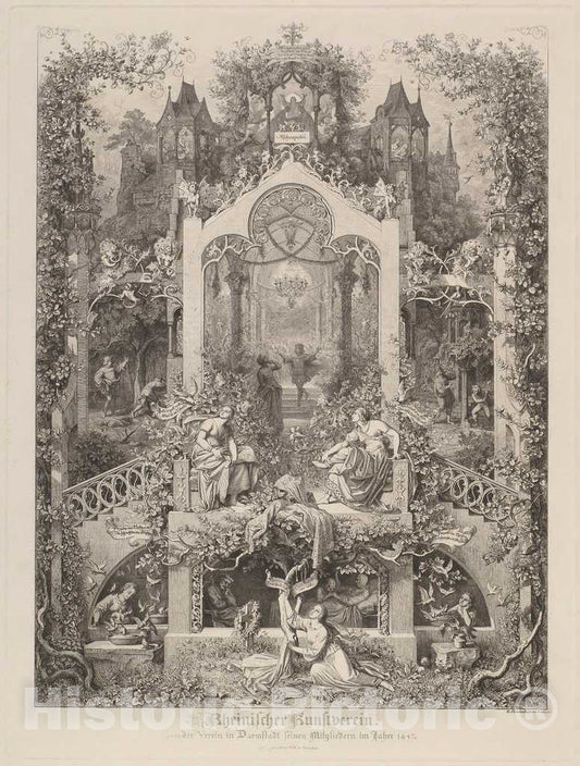 Art Print : Eugen Napoleon Neureuther, Aschenputtel (Cinderella), 1847 - Vintage Wall Art