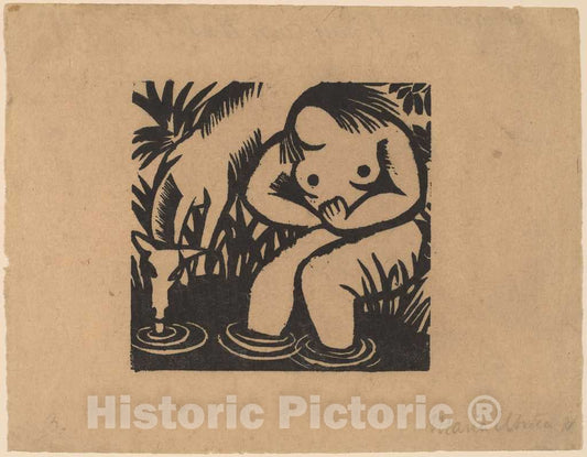 Art Print : Maria Uhden, Woman at The Water, 1918 - Vintage Wall Art