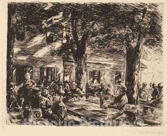 Art Print : Max Liebermann, A Tavern Garden in Rosenheim, 1895 - Vintage Wall Art
