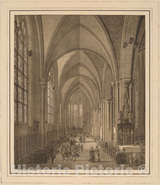 Art Print : Domenico Quaglio, View of The Interior of The Church of St Sebald in Nuremberg, 1817 - Vintage Wall Art