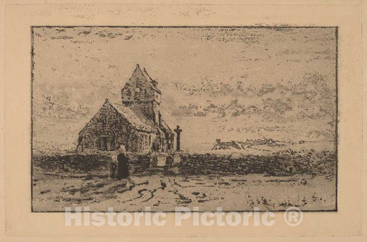 Art Print : FÃ©lix-Hilaire Buhot, L'Ã‰glise de Jobourg, 1887 - Vintage Wall Art
