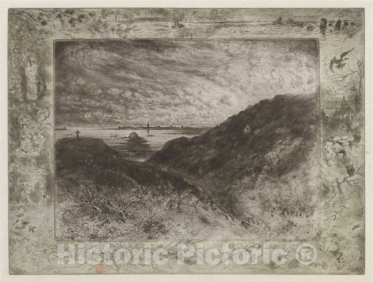 Art Print : FÃ©lix-Hilaire Buhot, The Cliff: Saint-Malo Bay, c.1888 - Vintage Wall Art