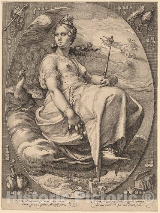 Art Print : Saenredam, After Goltzius, Juno, 1596 - Vintage Wall Art