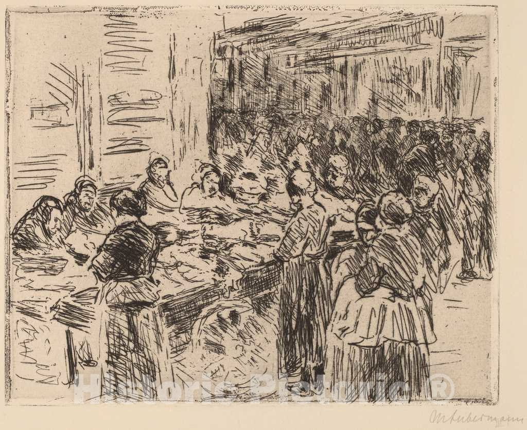 Art Print : Max Liebermann, from The Jewish Quarter in Amsterdam: Fishmarket on The Street Corner, 1908 - Vintage Wall Art