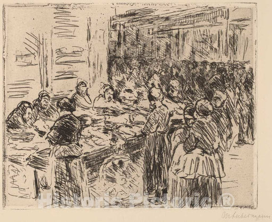 Art Print : Max Liebermann, from The Jewish Quarter in Amsterdam: Fishmarket on The Street Corner, 1908 - Vintage Wall Art