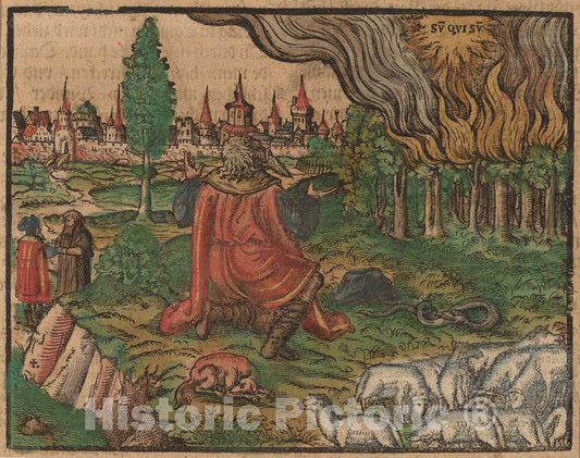 Art Print : Moses and The Burning Bush, c. 1500 - Vintage Wall Art