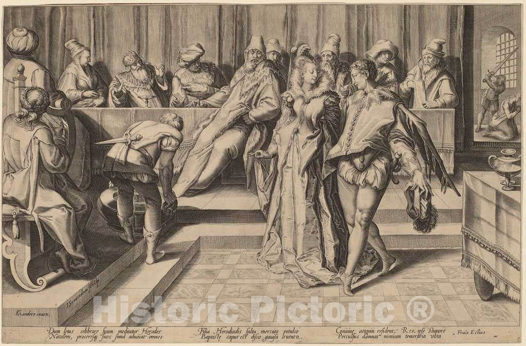 Art Print : Saenredam, After Van Mander, Salome Dancing Before Herod - Vintage Wall Art