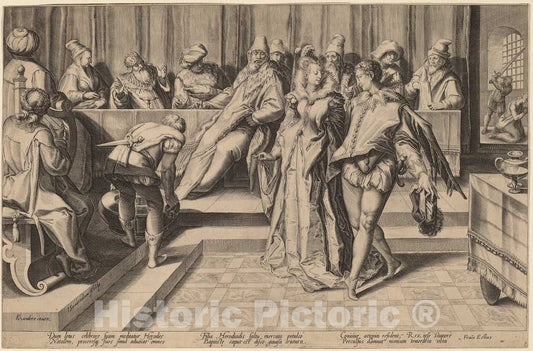 Art Print : Saenredam, After Van Mander, Salome Dancing Before Herod - Vintage Wall Art