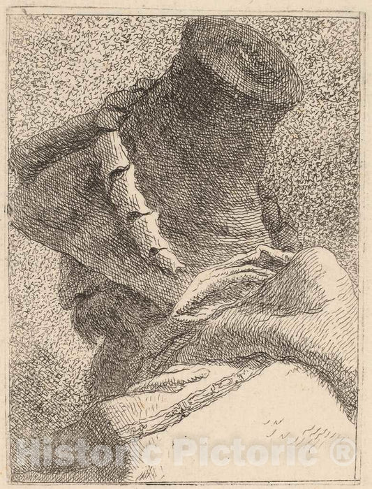 Art Print : Giovanni Domenico Tiepolo, Profile of an Old Man with a Hat, 1760-1780 - Vintage Wall Art