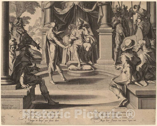 Art Print : Swanenburgh, After Wtewael, Alexander The Great Seated in Justice, 1606 - Vintage Wall Art