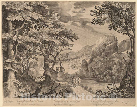 Art Print : Bruyn, After Coninxloo III, The Disciples on The Way to Emmaus, 1565-1656 - Vintage Wall Art