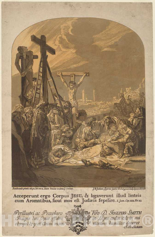 Art Print : Jackson, After Rembrandt, Descent from The Cross, 1738 - Vintage Wall Art