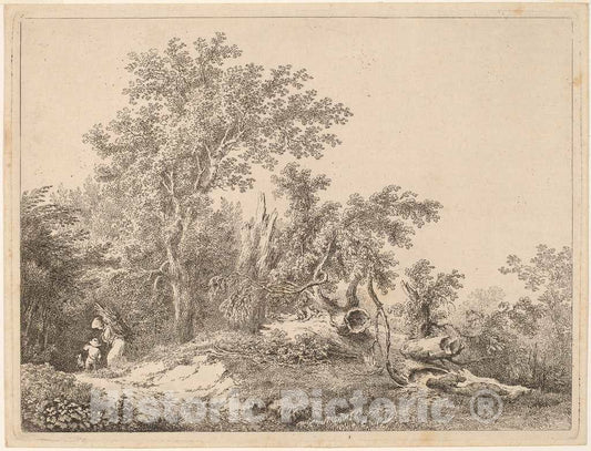 Art Print : Martin von Molitor, Landscape with Broken Tree, c.1800 - Vintage Wall Art