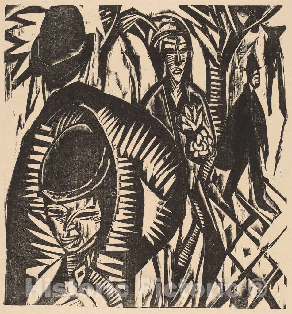 Art Print : Ernst Ludwig Kirchner, Street Scene After The Rain, 1914 - Vintage Wall Art