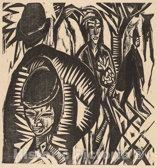Art Print : Ernst Ludwig Kirchner, Street Scene After The Rain, 1914 - Vintage Wall Art