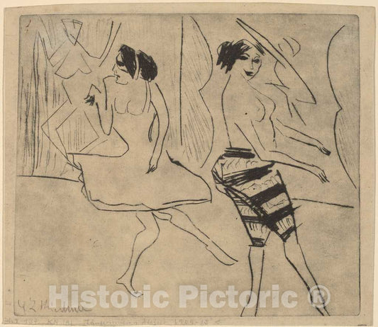 Art Print : Ernst Ludwig Kirchner, Dancers in Studio, 1911 - Vintage Wall Art