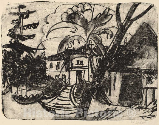 Art Print : Ernst Ludwig Kirchner, Danish Farm with Manor House, 1912 - Vintage Wall Art