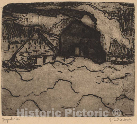 Art Print : Ernst Ludwig Kirchner, Sand Dredgers on The Elbe, 1906 - Vintage Wall Art