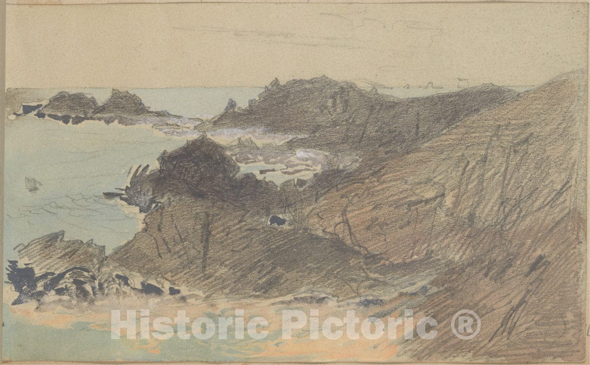 Art Print : John Singer Sargent - Rocky Coast (from Scrapbook) : Vintage Wall Art
