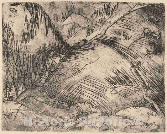 Art Print : Ernst Ludwig Kirchner, Mountain Slope with Goats, 1920 - Vintage Wall Art