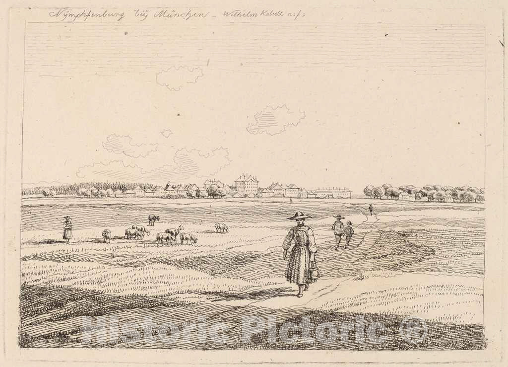 Art Print : Kobell, Nymphenburg, 1818 - Vintage Wall Art