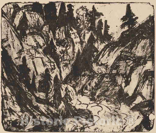 Art Print : Ernst Ludwig Kirchner, Rocky Stream, 1919 - Vintage Wall Art