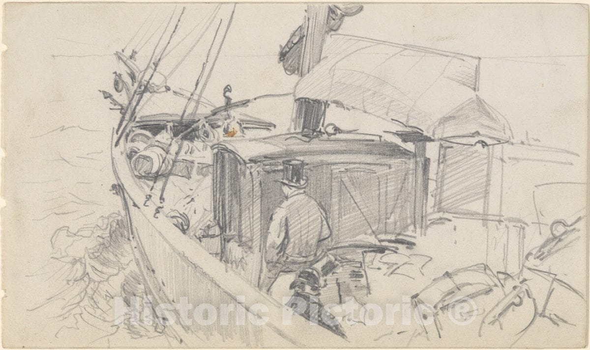 Art Print : John Singer Sargent - Sailboat Deck with Figures : Vintage Wall Art