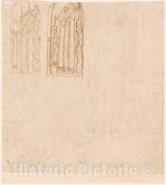 Art Print : Lattanzio Gambara, Two Architectural Studies - Vintage Wall Art