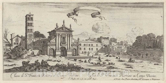 Art Print : IsraÃ«l Silvestre, Chiesa di Sta Francisca Romana in Campo Vaccine, 1640-1660 - Vintage Wall Art