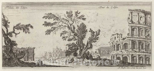 Art Print : IsraÃ«l Silvestre, Veduta dei Coliseo, 1640-1660 - Vintage Wall Art
